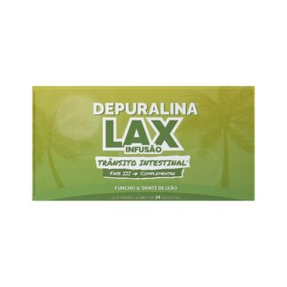 A Depuralina Lax Chá é uma infusão à base de: Cavalinha, Funcho, Sene, Dente de Leão e Menta. Regular o funcionamento do trânsito intestinal.