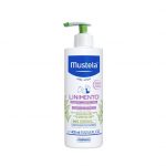 Mustela Linimento Higiene Zonas de Fralda 400ml, com a finalidade de limpar a pele das nádegas do bebé com suavidade desde o nascimento. Ainda assim protege eficazmente em cada muda da fralda.