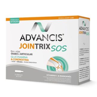 Advancis Jointrix SOS 25 Ampolas, suplemento alimentar. Com a finalidade de aliviar rapidamente a dor e a inflamação e regenerar as cartilagens. Ainda assim permite uma ação SOS.