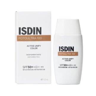 Alcance uma pele mais clara e uniforme com o Isdin FotoUltra 100 Active Unify Sem Cor FPS 50+ 50ml, agora disponível na Pharmascalabis,