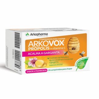 Arkovox Própolis e Vit C 24 Comprimidos, Suplemento alimentar à base de extrato de Malvaísco, Papaína, extrato de Própolis e Vitamina C