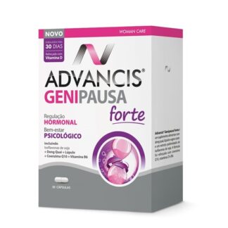Advancis Genipausa Forte 30 Cápsulas é um suplemento alimentar especialmente formulado para ajudar no equilíbrio hormonal e bem-estar psicológico da mulher.