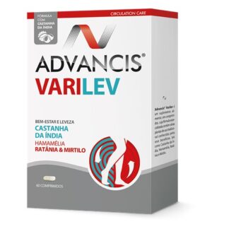 Advancis Varilev 60 Comprimidos é um suplemento alimentar, em comprimidos, cuja fórmula especializada contém várias plantas de uso tradicional, conhecidas pelos seus benefícios, tais como a Castanha da Índia, a Hamamélia, a Ratânia e o Mirtilo.