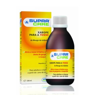 Supracare Xarope Tosse 200ml, xarope que alivia suavemente os sintomas típicos da constipação, como a tosse, dor de garganta e a rouquidão.