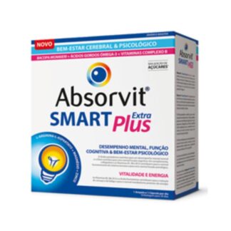 Absorvit Smart Extra Plus 30 ampolas + 30 cápsulas, desempenho mental, função cognitiva e bem-estar psicológico. Vitalidade e energia.