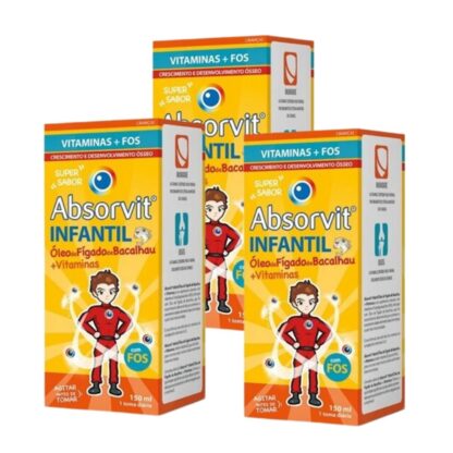 Absorvit Infantil Óleo de Fígado de Bacalhau + Vitaminas 3x150ml - Pack 3