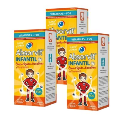 Absorvit Infantil Óleo de Fígado de Bacalhau + Vitaminas 3x300ml - Pack 3