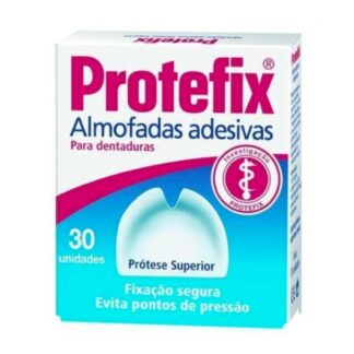 Protefix Almofada Superior 30 Unidades – Fixação Confortável e Proteção para Dentaduras As almofadas adesivas Protefix são a solução ideal para quem utiliza dentaduras e procura uma fixação segura, aliada a um conforto extra. Estas almofadas oferecem uma dupla ação de fixação e proteção, ajudando a aliviar os pontos de pressão e a prevenir inflamações, garantindo maior bem-estar no dia a dia. Desenvolvidas para facilitar a adaptação às dentaduras, especialmente em casos de estruturas maxilares irregulares ou gengivas inflamadas, as almofadas adesivas Protefix são práticas, eficazes e fáceis de usar. Benefícios das Almofadas Adesivas Protefix Dupla Ação: Fixação segura: Garante que a dentadura se mantém no lugar, proporcionando confiança ao longo do dia. Proteção contra pontos de pressão: Reduz desconfortos causados pela adaptação às dentaduras ou por maxilares irregulares. Indicado para situações delicadas: Adaptam-se perfeitamente a dentaduras provisórias. Aliviam pontos dolorosos e ajudam a prevenir inflamações gengivais. Fácil aplicação: Simples de usar, com resultados imediatos para maior conforto e segurança. Indicações de Uso As Protefix Almofadas Adesivas são indicadas para: Utilizadores de dentaduras provisórias, ajudando na fase de adaptação. Pessoas com estrutura irregular dos maxilares, onde as dentaduras podem causar desconforto. Alívio de pontos dolorosos e zonas de pressão. Proteção em casos de gengivas inflamadas, evitando o agravamento da irritação. Como Usar as Almofadas Adesivas Protefix? Preparação da Almofada: Mergulhe a almofada adesiva em água morna durante 10 segundos. Preparação da Dentadura: Certifique-se de que a dentadura está limpa e húmida antes de aplicar a almofada. Aplicação da Almofada: Coloque a almofada adesiva sobre a dentadura e pressione ligeiramente para que fique bem aderida. Colocação da Dentadura: Insira a dentadura na boca e pressione-a contra as gengivas para garantir a fixação. Recomendações de Uso Troca diária: Para garantir a eficácia e higiene, substitua a almofada adesiva diariamente. Higiene da dentadura: Limpe a dentadura após cada utilização para remover quaisquer resíduos. Não aplicar diretamente nas gengivas: A almofada deve ser usada apenas sobre a dentadura. Por Que Escolher as Almofadas Adesivas Protefix? Conforto e proteção combinados: A fórmula dupla ação proporciona fixação segura e proteção contra irritações. Indicado para diferentes situações: Útil para dentaduras provisórias, maxilares irregulares ou gengivas inflamadas. Fácil de usar: A aplicação simples e prática adapta-se perfeitamente à rotina diária dos utilizadores de dentaduras. Marca de Confiança: Protefix é sinónimo de qualidade e segurança em produtos para cuidados com dentaduras. FAQ – Perguntas Frequentes sobre Protefix Almofada Superior 1. Para quem são indicadas as almofadas adesivas Protefix? São indicadas para utilizadores de dentaduras, especialmente para aqueles que enfrentam dificuldades com pontos de pressão, inflamações ou maxilares irregulares. 2. As almofadas podem ser usadas com dentaduras provisórias? Sim, são ideais para ajudar na adaptação a dentaduras provisórias, proporcionando conforto e fixação adicional. 3. Preciso molhar a almofada antes de usar? Sim, é necessário mergulhar a almofada em água morna durante 10 segundos antes da aplicação. 4. Com que frequência devo trocar a almofada? A almofada adesiva deve ser substituída diariamente para garantir eficácia e higiene. 5. A almofada pode ser usada diretamente nas gengivas? Não, a almofada deve ser aplicada apenas sobre a dentadura, nunca diretamente nas gengivas. 6. Protefix Almofada Superior tem sabor? Não, as almofadas são neutras e não interferem no sabor dos alimentos ou bebidas.